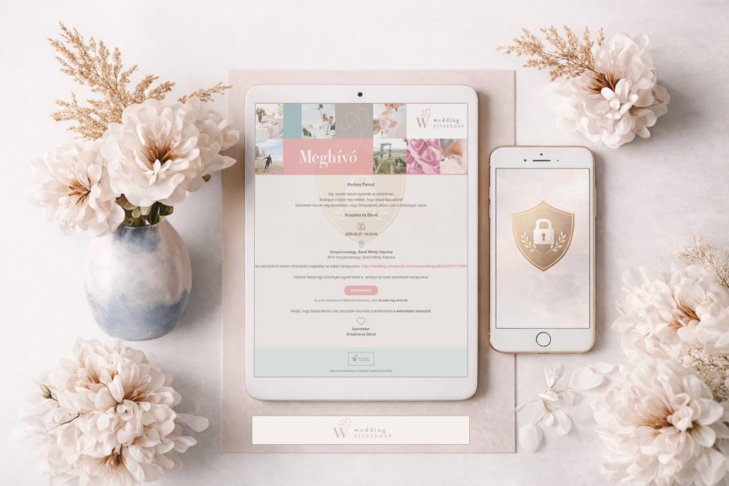 A képen egy mobiltelefon és egy tablet látható, rajta online meghívóval