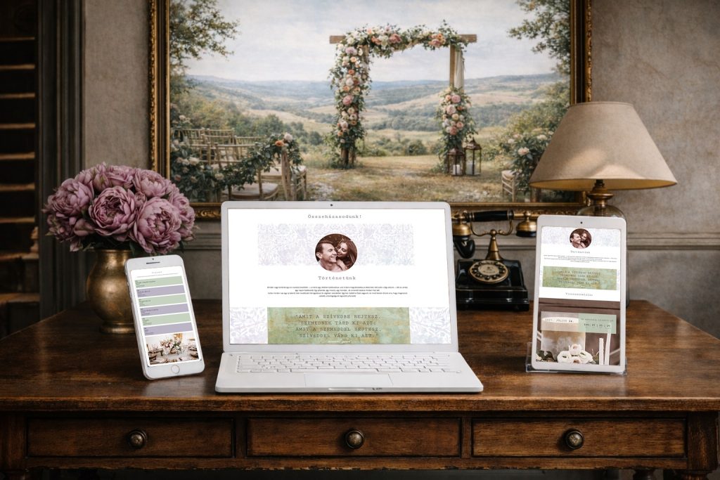 A képen a Vintage stílus látható számítógépen, telefonon és tableten